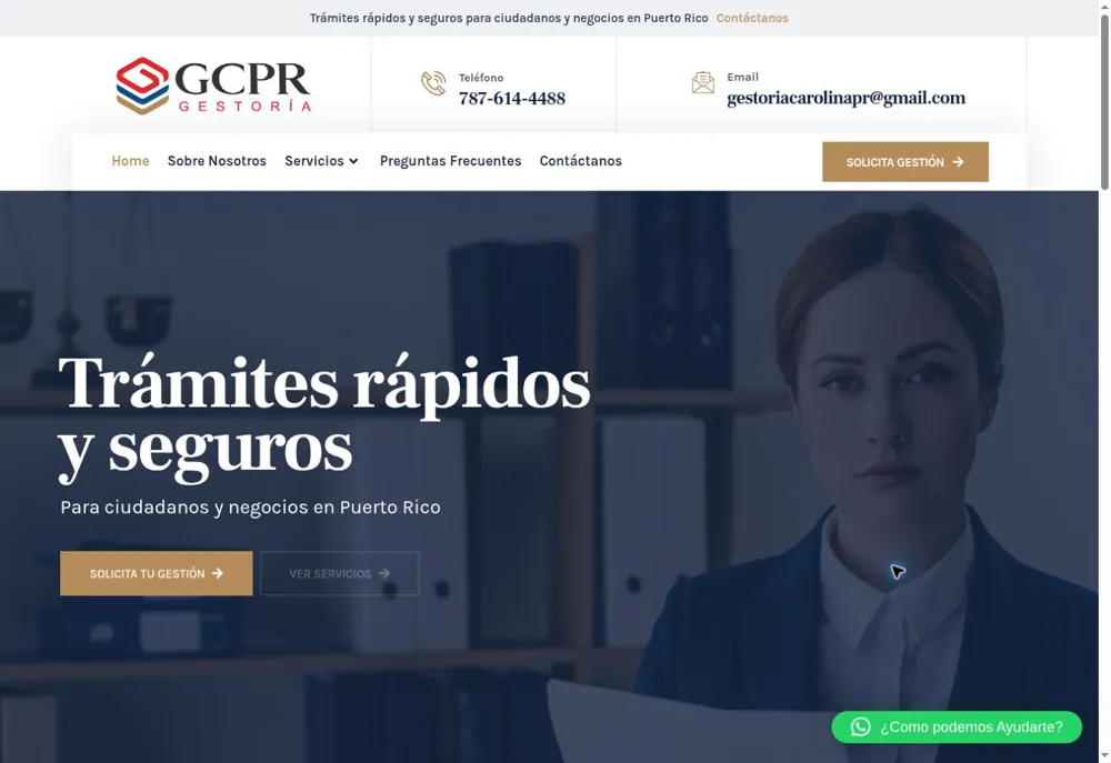 Vista de la página web de Gestoría San Juan